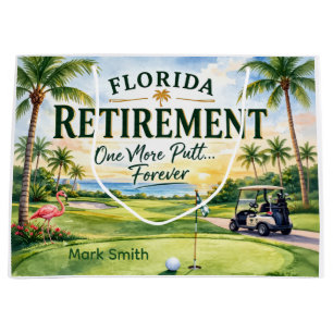 Golf Florida themed with flamingo retirement Large Gift Bag