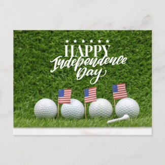 Golf for 4th July HAPPY Independence Day America Postcard