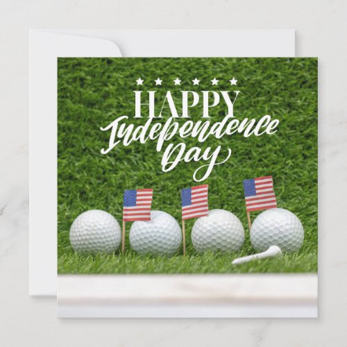 Golf for 4th July HAPPY Independence Day with flag Card