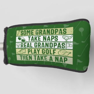 Golf for grandpa play golf then take a nap green  golf head cover