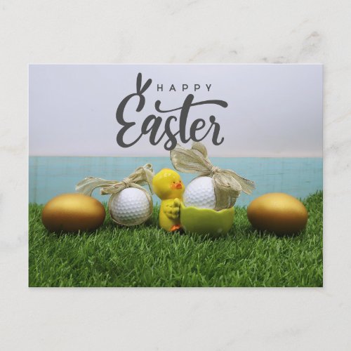 Golf for Happy Easter with eggs and golf ball Card