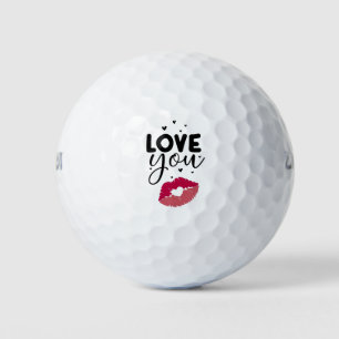 Golf for lover with kisses red lips on white golf balls