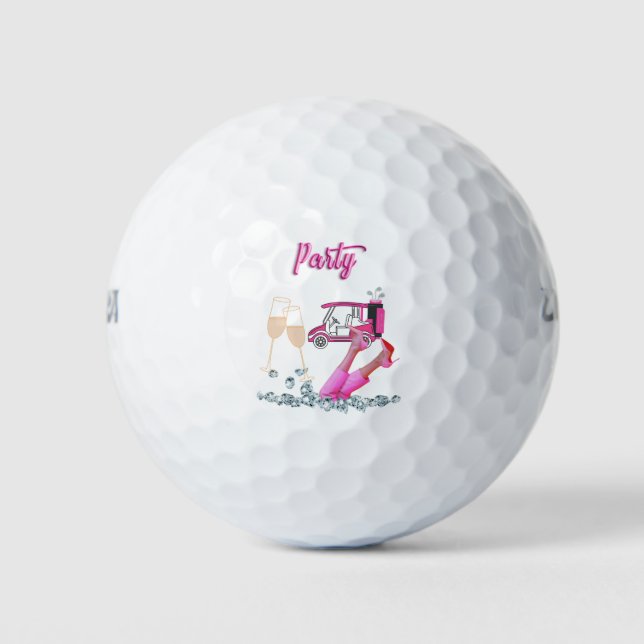 Golf for woman golfer pink theme Party  Golf Balls (Front)