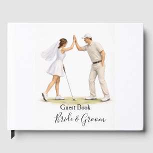 Golf Fore Ever with Bride and Groom Wedding Guest Book