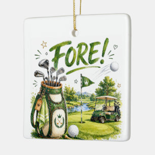 Golf FORE funny home decor for Golfer  Ceramic Ornament