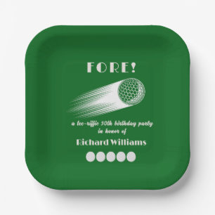 Golf Fore Tee-Riffic Green 50th Birthday Party Paper Plates