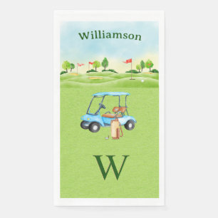 Golf Fun Course Cart Monogram Name Paper Guest Towels