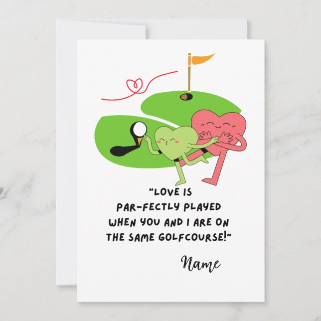 Golf Funny Quotes for Golfer Valentine's Day Holiday Card (Front)