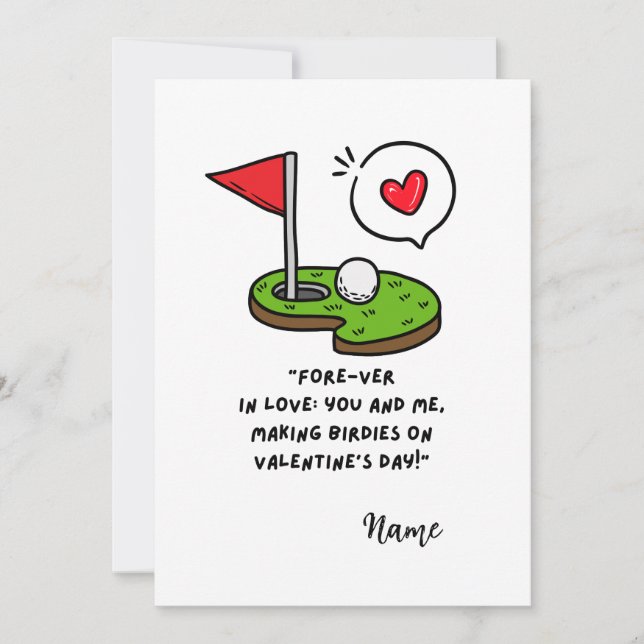Golf Funny Quotes for Golfer Valentine's Day Holiday Card (Front)