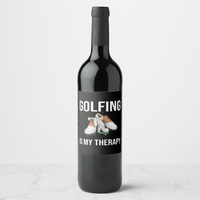 Golf  Funny Quotes golfing is my therapy Wine Label (Front)