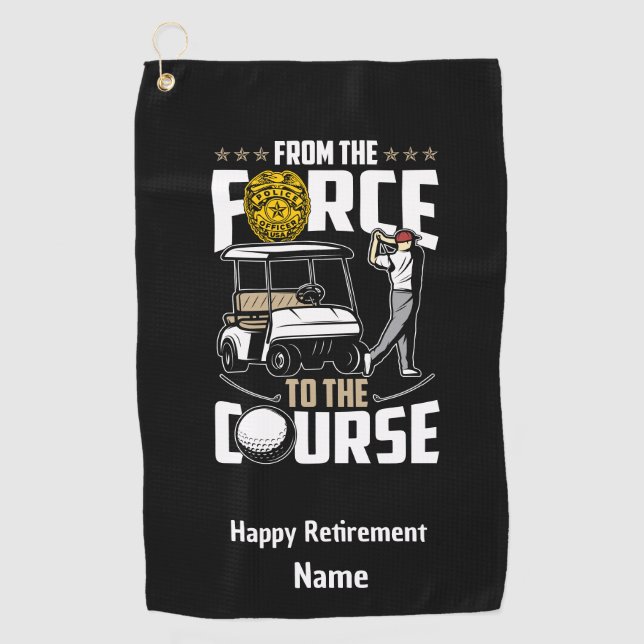 Golf Funny Retired Police Officer Golfer Towel (Front)
