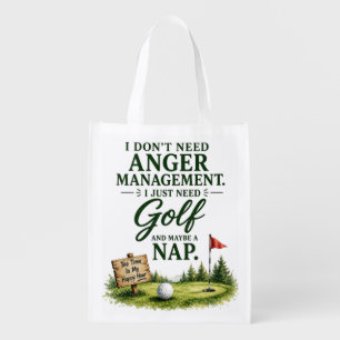 Golf funny Saying for Golfer Anger Management Grocery Bag
