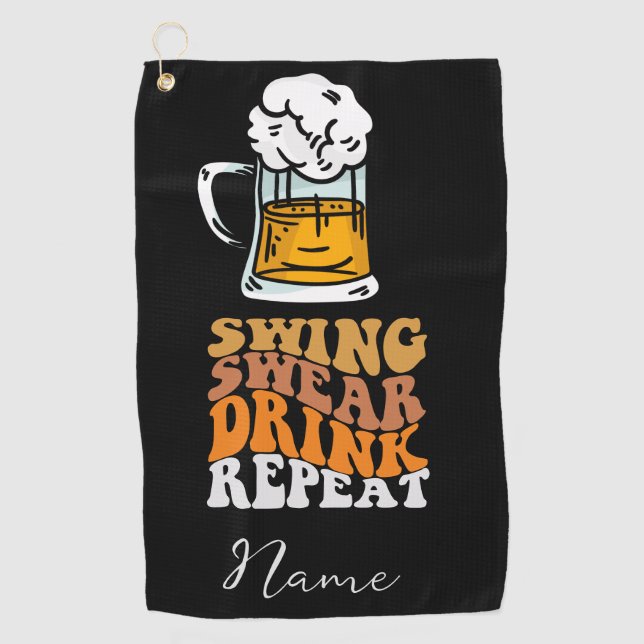 Golf Funny saying swing swear drink repeat  Towel (Front)