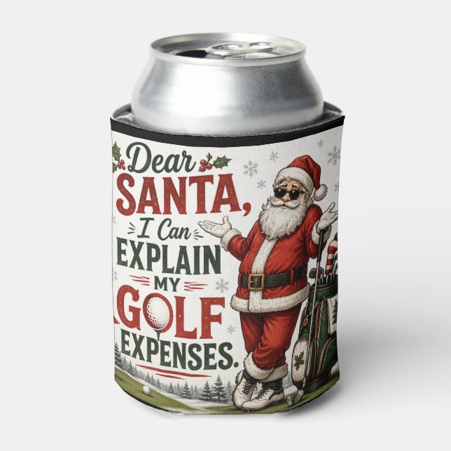 Golf  Funny Saying with Santa Claus  Can Cooler (Can Front)