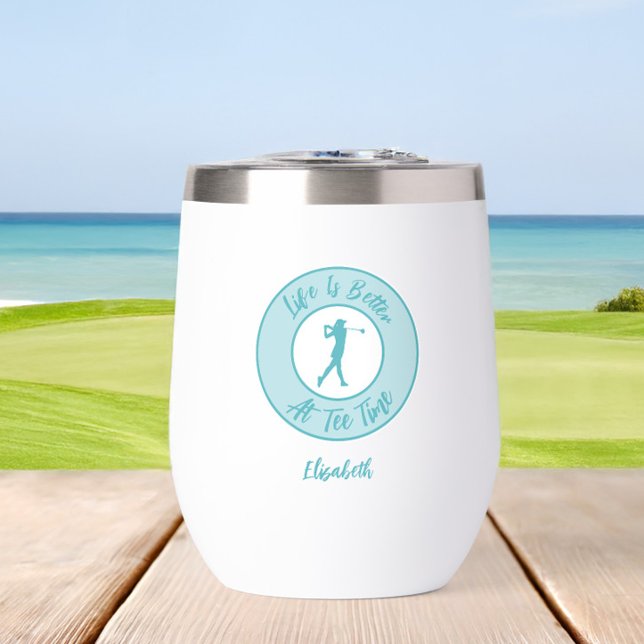Golf Funny Tee Humor Women's Personalized Thermal Wine Tumbler (Creator Uploaded)
