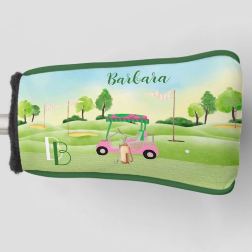 Golf Gal Greens Cart Monogram Name Putter  Golf Head Cover