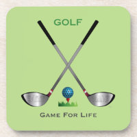 GOLF - Game for Life Golf Clubs Golf Ball Beverage Coaster