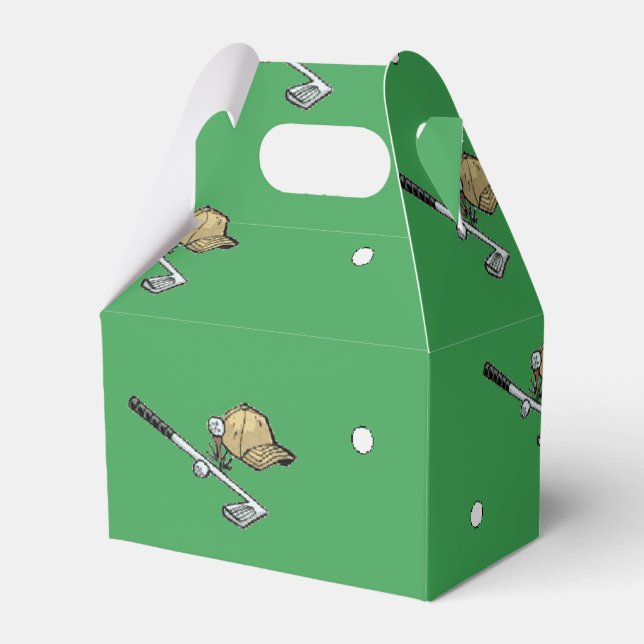 Golf gear on green favor boxes (Front Side)