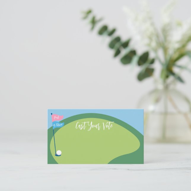 Golf Gender Reveal Ballot Cards, Vote Pink or Blue Note Card (Standing Front)