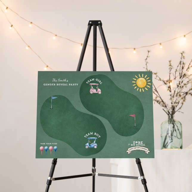 Golf Gender Reveal Board Vote Boy or Girl (In Situ (Stand))