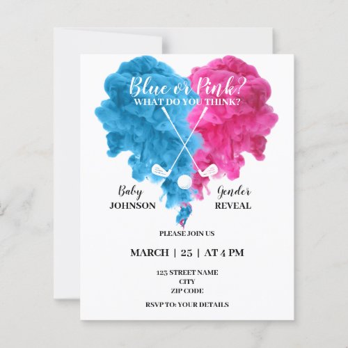 Golf gender reveal invitations