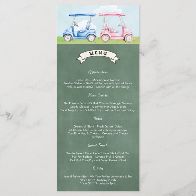 Golf Gender Reveal Menu (Front)