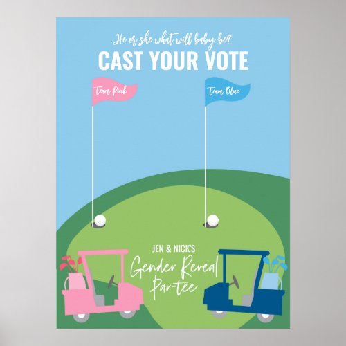 Golf Gender Reveal Voting Sign _ Team Pink or Blue