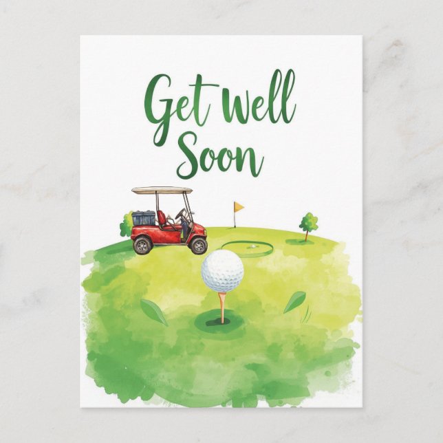 Golf Get Well Soon Card – Watercolor Golf Course  (Front)
