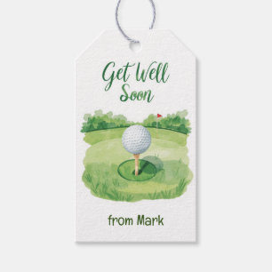 Golf Get Well Soon Card – Watercolor Golf Course  Gift Tags