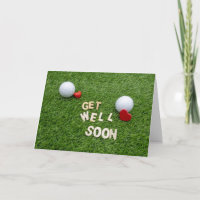 Golf Get well soon card with golf ball and tee
