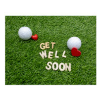Golf Get well soon card with golf ball and tee