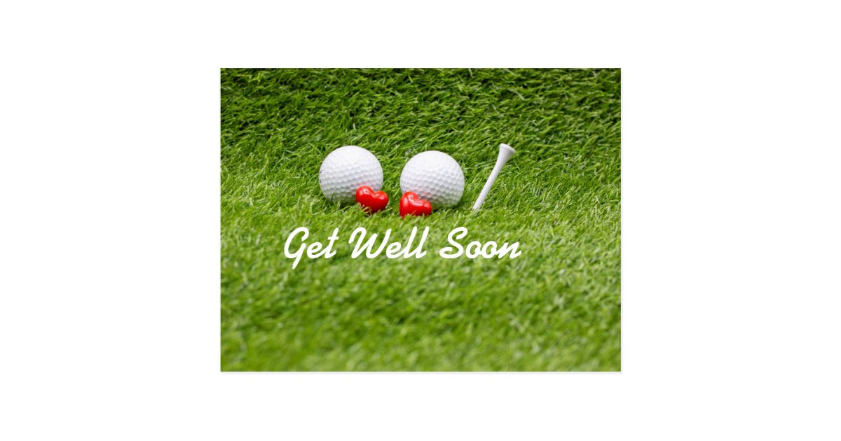 Golf Get well soon golf balls and tee with love Postcard