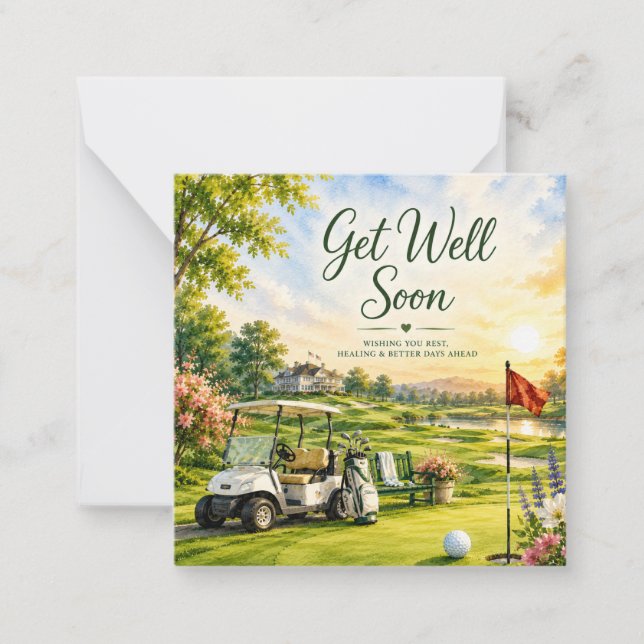 Golf Get well soon Golfer  Note Card (Front)