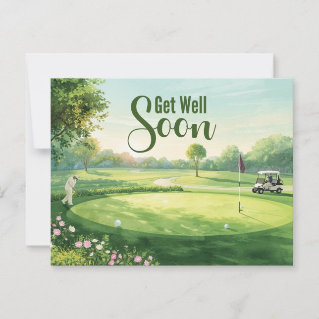 Golf Get well soon Golfer  Note Card (Front)