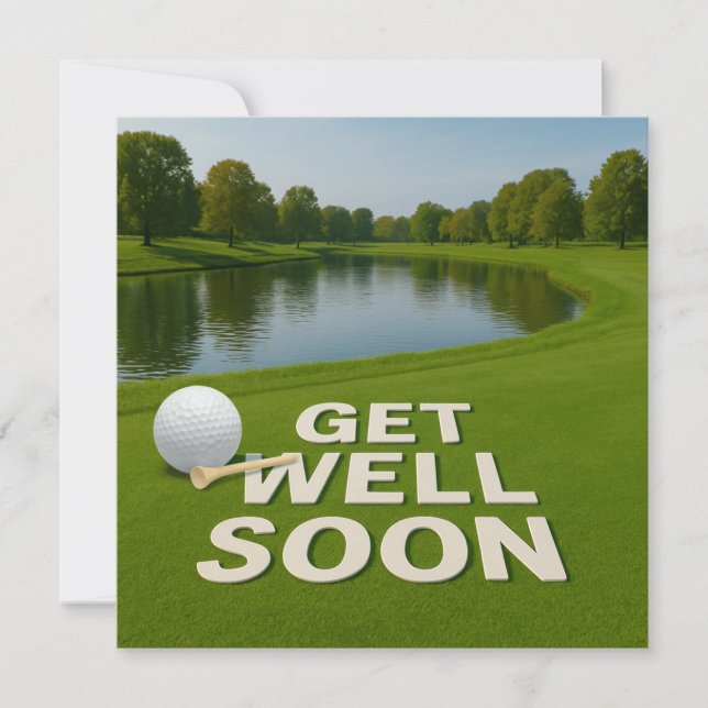 Golf get well soon text near bunker for golfer (Front)