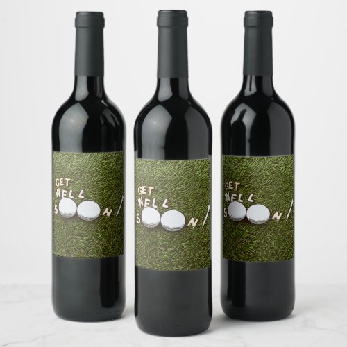 Golf Get well soon with golf ball and tee Wine Label
