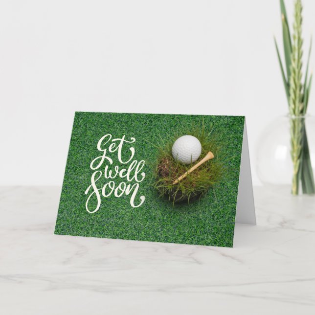 Golf Get well soon with golf ball on green  Card (Front)