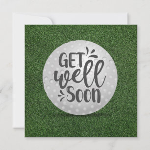 Golf Get well soon with golf ball on green grass Card