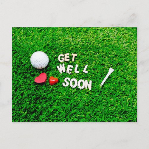 Golf Get Well Soon with golf ball on green grass Postcard