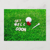 Golf Get Well Soon with golf ball on green love