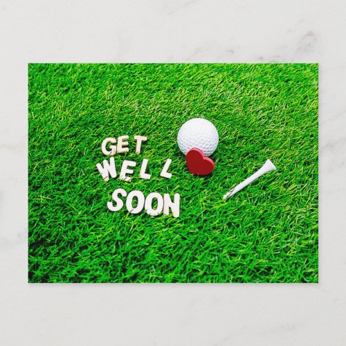 Golf Get Well Soon with golf ball on green love Postcard