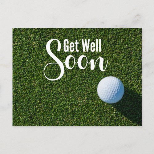 Golf Get Well Soon with golf ball on green  Postcard