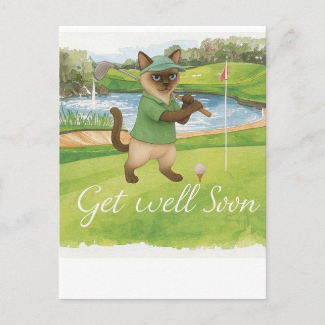 Golf Get well soon with golf course background  Postcard (Front)