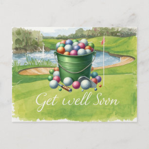Golf Get well soon with golf course background  Postcard