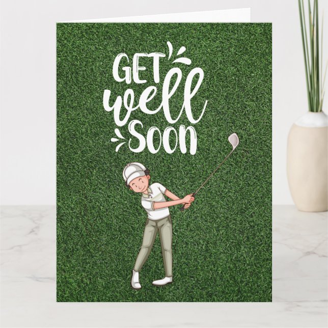 Golf Get well soon with golfer golfing on green Card (Front)