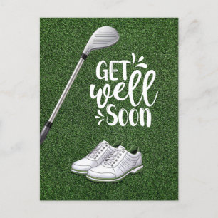 Golf Get well soon with golfer golfing on green  Postcard