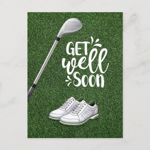 Golf Get well soon with golfer golfing on green  Postcard