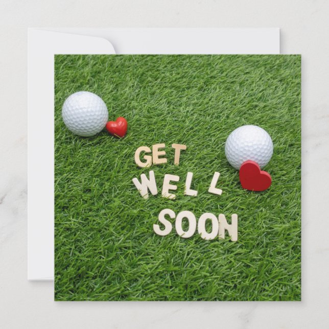 Golf Get well soon with text and ball on green (Front)