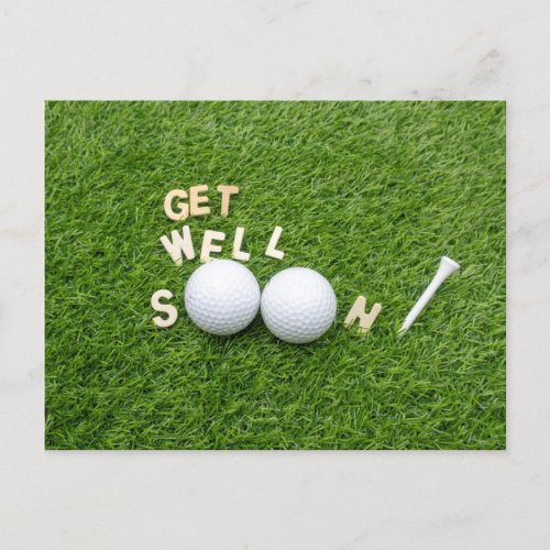 Golf Get well soon with text and ball on green Postcard