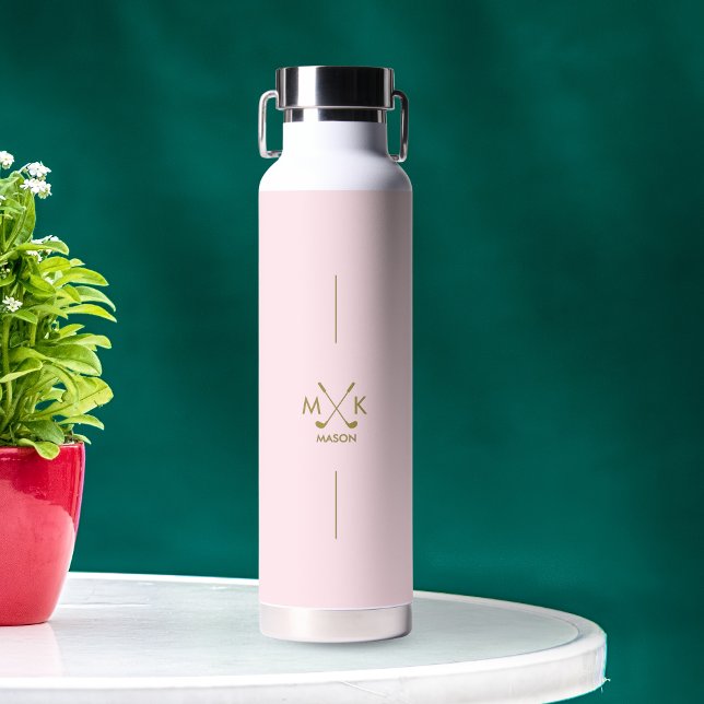 Golf Gift Ideas Gold Monogram Personalized Water Bottle (Creator Uploaded)